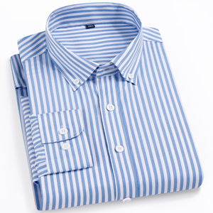 Camicie da <span class=keywords><strong>uomo</strong></span> alla moda a righe <span class=keywords><strong>Slim</strong></span> <span class=keywords><strong>Fit</strong></span> <span class=keywords><strong>abiti</strong></span> da lavoro a maniche lunghe da <span class=keywords><strong>uomo</strong></span> camicie formali Casual di alta qualità da <span class=keywords><strong>uomo</strong></span> - Product Image 2