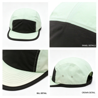 Casquette de camping personnalisée à 5 panneaux, séchage rapide, en nylon, pour course en extérieur, avec logo en patch de caoutchouc silicone, OEM ODM, chapeau de camping personnalisé