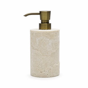 Ensemble de salle de bain minimaliste en résine beige sable naturel, accessoires effet pierre texturée pour salle de bain - Product Image 3