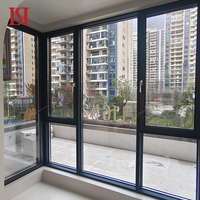Ventanas abatibles de aluminio de vidrio ultra doble de la serie MINIMALISMO de la mejor marca Venta caliente Cortina de persiana Puerta de techo de piso de aluminio