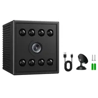 Mini caméra WiFi sans fil 1080P 2MP avec rotation à 130°, vision nocturne IR, détection de mouvement et double stockage pour la maison W10