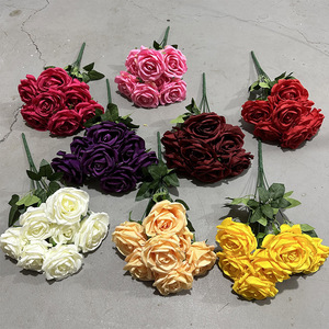 Roses artificielles Yixuan, 7 têtes, fleurs en soie au toucher naturel, décorations pour mariage et maison - Product Image 2