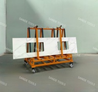 Chariot de transport à plateforme en acier à quatre roues SANDE avec cadre démontable pour le stockage et la présentation du marbre et du granit