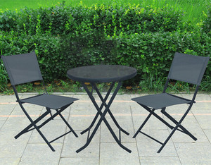Venta al por Mayor 3 PCS juego de <span class=keywords><strong>Bistro</strong></span> muebles al aire libre silla plegable marco de acero de jardín - Product Image 1
