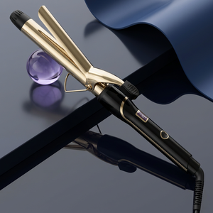 Fer à boucler professionnel noir et or, extra long, baril de 153 <span class=keywords><strong>mm</strong></span> et 183 <span class=keywords><strong>mm</strong></span>, diamètre de <span class=keywords><strong>25</strong></span> <span class=keywords><strong>mm</strong></span> (1 pouce), écran LCD, chauffe rapide PTC, pour salon - Product Image 1