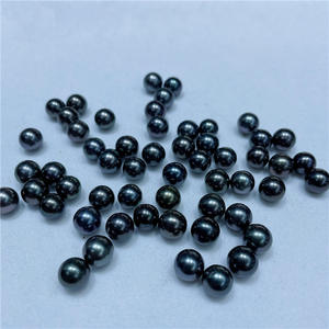 Perles de Tahiti noires presque rondes de 8-9 mm de Semir Jewelry, perles de mer, forte luminosité, micro défauts, perles en vrac pour le bricolage - Product Image 1