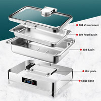 Chauffe-plats hydraulique visible de forme ronde en acier inoxydable Autres fournitures pour hôtels et restaurants Ensemble de buffet Chauffe-plats Restauration