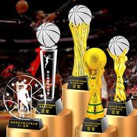 Petit pont de haute qualité en gros personnalisé cristal métal résine jeu de basket-ball MVP joueur trophée