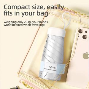 Parapluie de poche mini pliable 6 volets avec logo personnalisé OEM, revêtement argenté UPF50+, léger 233g, pour le soleil et la pluie, idéal pour les voyages, pour femmes - Product Image 2