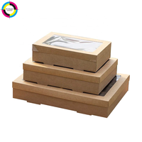 Boîte alimentaire personnalisée en papier kraft grande capacité avec fenêtre transparente, impression de logo personnalisée disponible pour la restauration, les pique-niques
