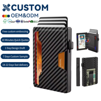 Portefeuille minimaliste personnalisé en cuir microfibre, porte-cartes d'identité et de crédit en aluminium intelligent à ouverture rapide