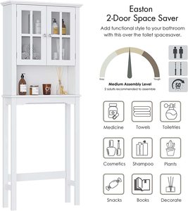 Meuble <span class=keywords><strong>de</strong></span> <span class=keywords><strong>Rangement</strong></span> Au-Dessus des Toilettes avec Deux Portes Persiennes, Étagère <span class=keywords><strong>de</strong></span> <span class=keywords><strong>Salle</strong></span> <span class=keywords><strong>de</strong></span> <span class=keywords><strong>Bain</strong></span> - Product Image 5