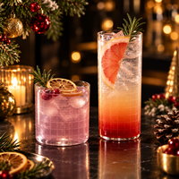 Weihnachtliches ultradünnes Collins-Glas für Longdrinks mit Blumenmuster für Gin-Tonic-Cocktails, Bar-Partys, Großhandel