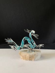 Figurine de dragon en verre soufflé à la main et sculpture animale colorée transparente, décoration artistique artisanale - Product Image 4