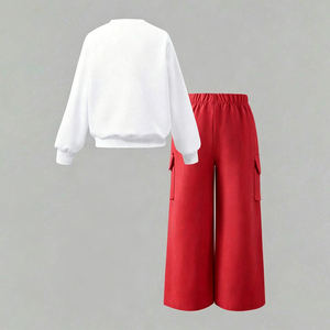Conjunto <span class=keywords><strong>de</strong></span> Sudadera <span class=keywords><strong>de</strong></span> Cuello Redondo con Estampado <span class=keywords><strong>de</strong></span> Cerezas y Pantalones Cargo para Niñas Pequeñas, Estilo Urbano, Primavera-Otoño, Directo <span class=keywords><strong>de</strong></span> Fábrica - Product Image 2