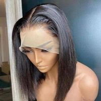 Perruques courtes bob en cheveux humains indiens sans colle, alignées sur les cuticules, transparentes pour perruque Lace Front 13x4, perruque Full Lace