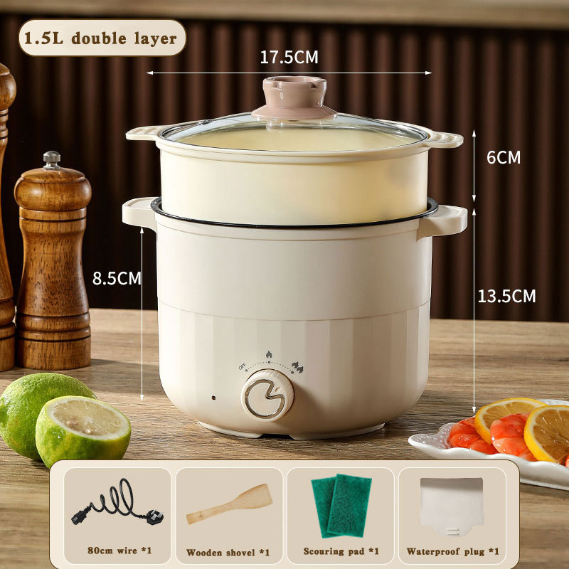 Beige/18cm double layer (with plastic steamer)