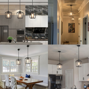 Luminaires suspendus contemporains pour <span class=keywords><strong>salle</strong></span> à <span class=keywords><strong>manger</strong></span>, <span class=keywords><strong>luminaire</strong></span> géométrique en métal avec abat-jour en verre transparent pour îlot de cuisine - Product Image 5