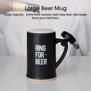 Taza de Cerveza de Cerámica BespritGift de 22 oz con Campana y Asas, Juego de Cerveza para Hombre, Regalo para Papá, Día del Padre - Product Image 2
