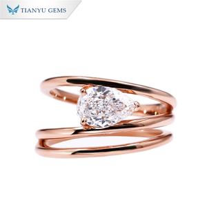 Tianyu Gems 14k Solide Or Rose Poire Brillant Cut Lab Diamant Cvd Avec Certificat IGI Bague de Fiançailles pour Femme - Product Image 1