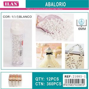 Perline Ilan Abalorio 6 mm bianche per la creazione di gioielli, 12 pezzi per tubo - Product Image 3