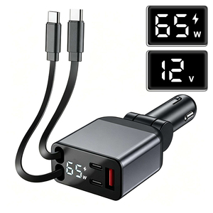 Retractable Car Charger 4-in-1 5-in-1 Superfast PD Type C USBC Charger for Phone and Laptop OEM China Cigarette <b>Lighter</b> Adapter - Product Image 4