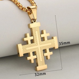 Collier avec pendentif croix de Jésus en acier inoxydable pour hommes et femmes, croix orthodoxe Vintage avec chaîne, bijoux religieux chrétiens, cadeaux - Product Image 2