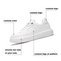 Chaussures blanches personnalisées OEM, nouvelle marque de chaussures pour hommes, respirantes, en cuir, pour homme