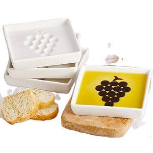 4 packs d'accessoires de cuisine carrés blancs en céramique pour l'huile d'olive et le vinaigre pour la maison et le restaurant - Product Image 1