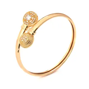 Yili Popular Jewelry Newest Ball Design 18K Gold Adjustable Fashion Bangle for Girl 14k Gold Gold Color BANGLES Wholesale Bangle