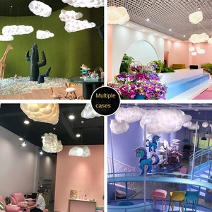 Nuage suspendu au plafond avec lumières LED pour décoration de toit de restaurant de centre commercial lampe de nuage en coton de soie pour décor suspendu de mariage - Product Image 6