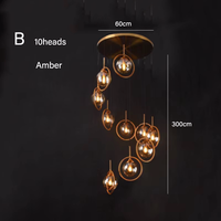 Nordique Simple Creative Lumière De Luxe Escalier Lustre Longue Ligne Villa Personnalité Rotative Pendentif Lampe Pour Haut Plafond