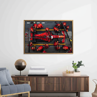 Impression sur toile de panneau Art Déco Charles Leclerc Ferrari Formule 1 Pit Stop - Art mural encadré transparent à suspendre