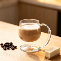Mug à café en verre flottant de forme créative de 300 ml, tasse à boire transparente, tasse à café résistante à la chaleur avec poignée