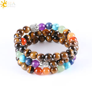 CSJA-Bracelet de Guérison avec 7 Chakras, Pierres Précieuses Naturelles, Tête de Bouddha, Reiki, G868 - Product Image 6
