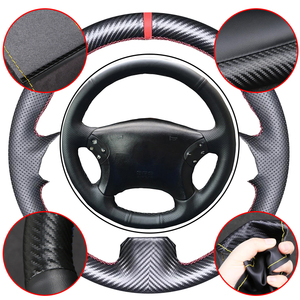 Housse de <span class=keywords><strong>volant</strong></span> de voiture en cuir et microfibre en fibre de carbone pour <span class=keywords><strong>Mercedes</strong></span> Benz <span class=keywords><strong>W203</strong></span> Classe C 2001-2007 - Product Image 1