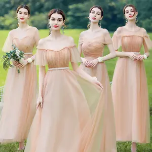 New different style tulle strapless lace mesh dress women party evening dress wedding bridesmaid graduation long dresses L106