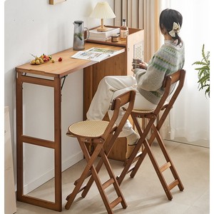 Foldable High <b>Stool</b> Nan <b>Bamboo</b> Wood Base Minimalist Design Bar <b>Stool</b> For Home Coffee Shop Use - Product Image 3