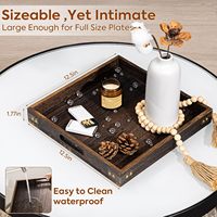 Nampan Sajian Kayu dengan Pegangan 13 Inci * 13 Inci Nampan Dekoratif Kayu Modern Nampan Meja Kopi Persegi Piring Makan Besar