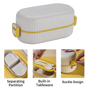 ชุดกล่องข้าวสองชั้นพร้อมช้อนส้อมและกระเป๋าเก็บความร้อน ขวดน้ำ กล่องเบนโตะกันรั่ว เป็นมิตรกับสิ่งแวดล้อม สำหรับเด็ก นักเรียน และพนักงานออฟฟิศ - Product Image 3