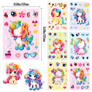 Autocollants personnalisés avec logo, 6 pièces par paquet, My Little Pony, autocollants pour changer le visage des personnages, autocollants pour gâteaux DIY, réutilisables, imperméables, autocollants mignons pour enfants - Product Image 2