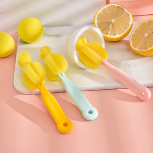 <b>Bottle</b> Cleaning <b>Brush</b> Sponge Head Soft PP Material For Baby Nipple Pacifier Cleaning Tool With Handle Colorful Design - Product Image 3