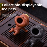 Service à thé créatif en céramique fait main pour enfants avec adorables ornements animaux, design sable violet pour le jeu des enfants