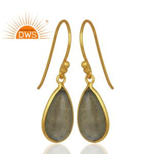 ต่างหูอัญมณีลาบราดอไรต์ธรรมชาติต่างหูชุบทองอินเดียสำหรับผู้หญิงต่างหูเงินเครื่องประดับคอลเลกชันคลาสสิก - Product Image 2