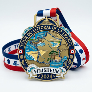 Fabricant Grossiste de Médailles Métalliques 3D Personnalisées pour la Course Côtière Marathon de la Baie du Mont Saint <span class=keywords><strong>Michel</strong></span>, Médaille de la Côte d'Azur - Product Image 1