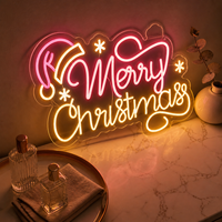 Enseigne néon personnalisée Joyeux Noël, lumière LED néon Chapeau de Père Noël Flocon de neige pour Bar, Café, Magasin, Maison, Décoration Murale de Noël