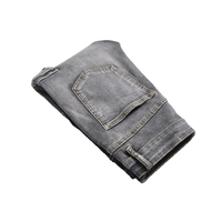 Jean Cargo Homme Bicolore en Denim Patchwork Asymétrique Coupe Slim Empilée Streetwear Noir Gris Vente en Gros OEM