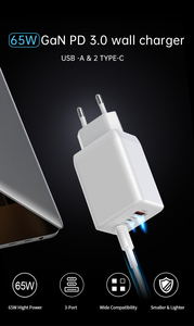 Adaptateur d'alimentation 65W à <span class=keywords><strong>3</strong></span> ports EN 50075 EN 62368 avec fonctions 2C1A QC3.0 SCP, chargeur mural GAN Type-C pour <span class=keywords><strong>iPhone</strong></span> 17 - Product Image 3