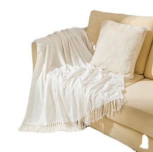 Soft and Cozy Chenille Rectangular <b>Throw</b> Blanket With Tassel <b>for</b> Sofa & <b>Bed</b> Living Room - Product Image 5