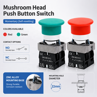 Interrupteur à bouton-poussoir champignon 22 mm IP65 en alliage de zinc, momentané, rouge et vert, pour armoire de commande industrielle